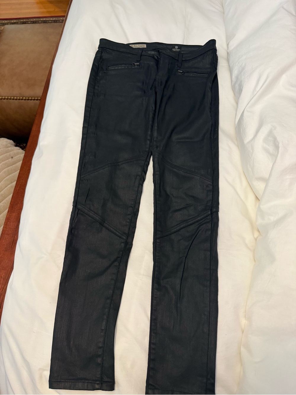 AG Adriano Goldschmied Black Coated Skinny Jeans